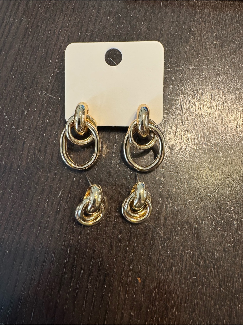 Gold-Tone Linked Hoop Drop Earrings - Women Jewelry